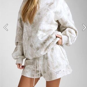 Comfrt brand White and Gray Camouflage silver birch Sweatshirt and Shorts Set